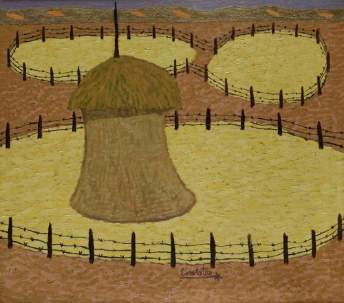 EVARISTO GUERRA ZAMORA, "Cercados", Óleo sobre lienzo