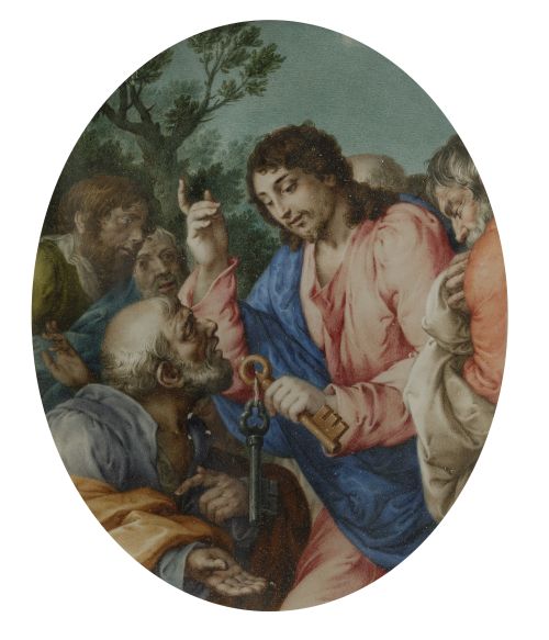  ESCUELA ITALIANA, "Cristo entrega las llaves a san Pedro",