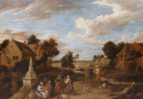 DAVID TENIERS II El JOVEN, "Paisaje con gitanos diciendo la
