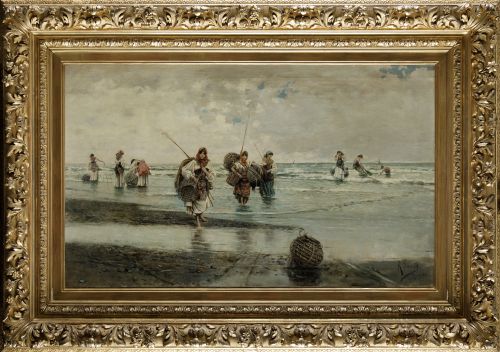 RAFAEL SENET Y PÉREZ, "Mariscadoras napolitanas", 1888, Óle