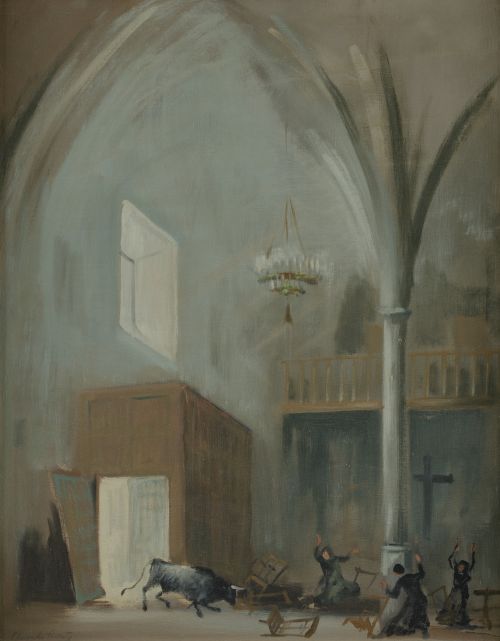 EDUARDO VICENTE, "Momentos de apuros", Óleo sobre lienzo