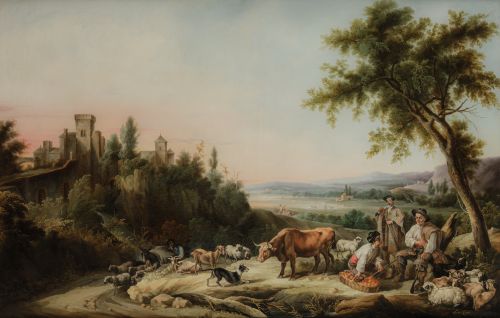ANDRÉS CORTÉS Y AGUILAR, “Paisaje con pastores cuidando de