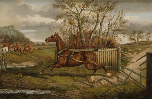 ALBERT CLARK, "Caballo desbocado", Óleo sobre lienzo