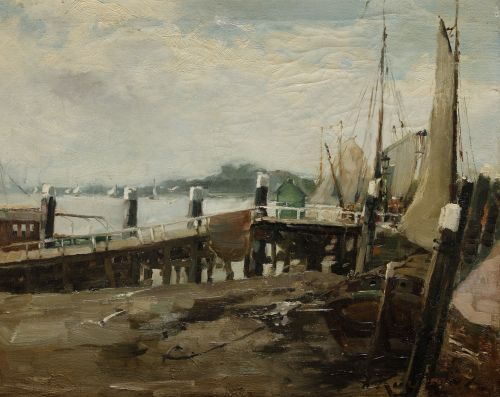 ALFRED RUYTINX, "Puerto", Óleo sobre lienzo