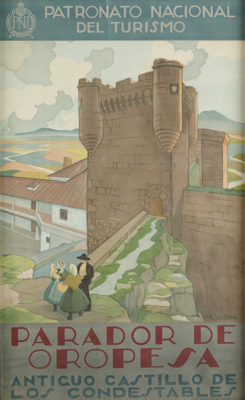 EDUARDO SANTONJA ROSALES, "Parador de Oropesa", Litografía