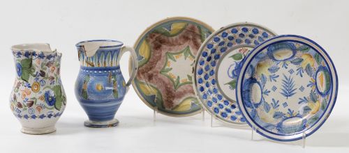 Tres platos de cerámica levantina, S.XIX