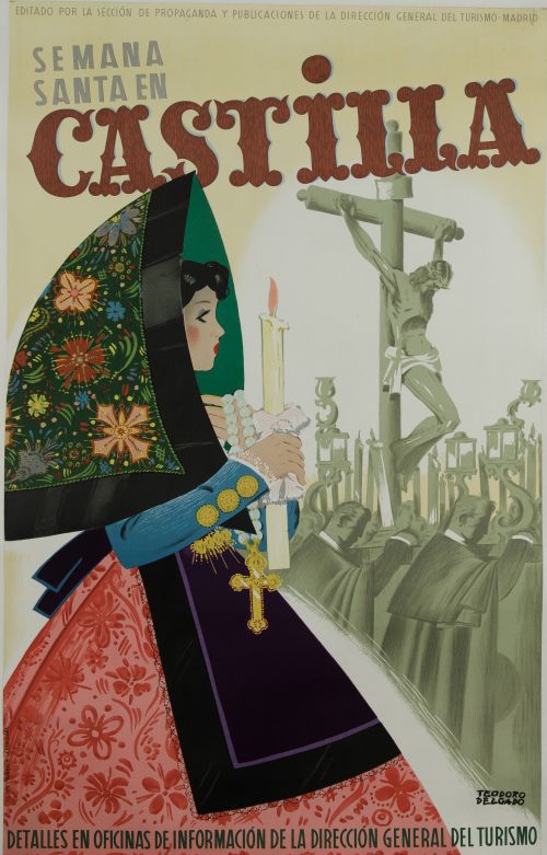 TEODORO DELGADO , "Semana Santa en Castilla", Litografía so