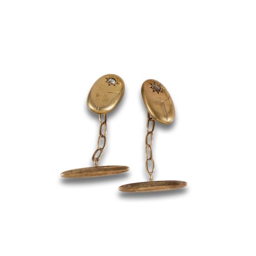 GEMELOS ANTIGUOS DE ORO Y DIAMANTES