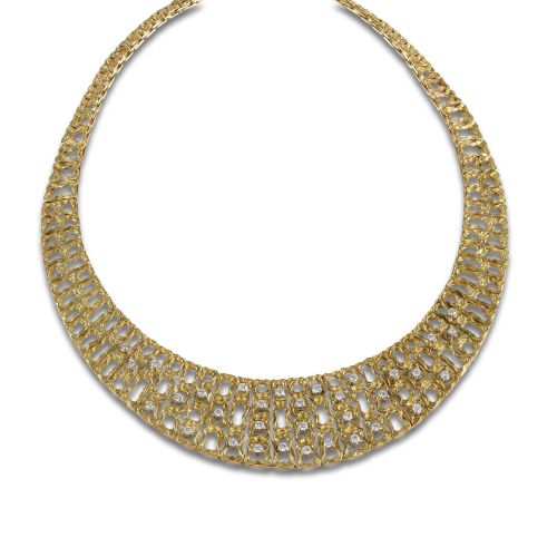 GARAGANTILLA CALADA DE ORO Y BRILLANTES