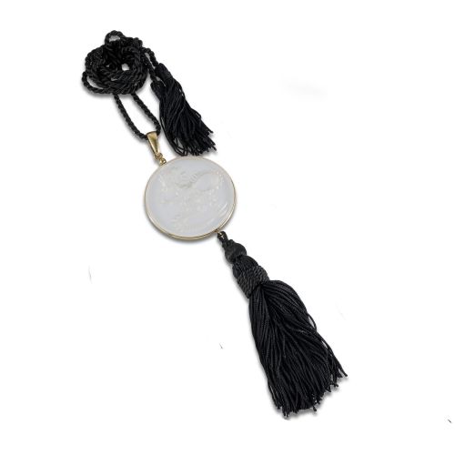 COLGANTE LALIQUE DE PLATA VERMEIL Y CRISTAL DE ROCA