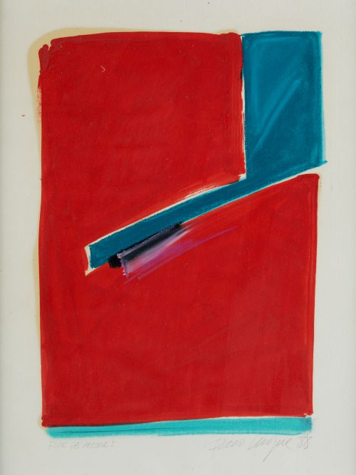 ESCUELA ESPAÑOLA, "Flor de pascua I", 1988, Óleo y grafito