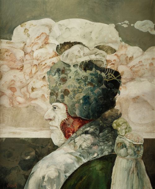 VICENTE  ARNÁS LOZANO, "El Cacique", 1976, Óleo sobre tabla