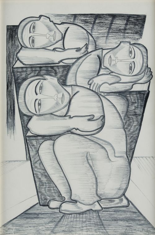 JOAN BROTAT, "Tres figuras", Tintas sobre papel