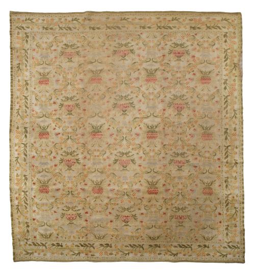 Alfombra de lana anudada a mano estilo Cuenca, S.XX