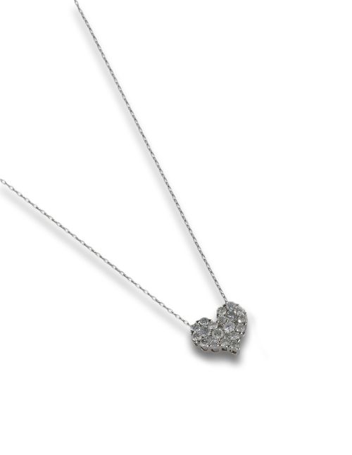 COLLAR DE PLATINO Y COLGANTE CORAZON DIAMANTES