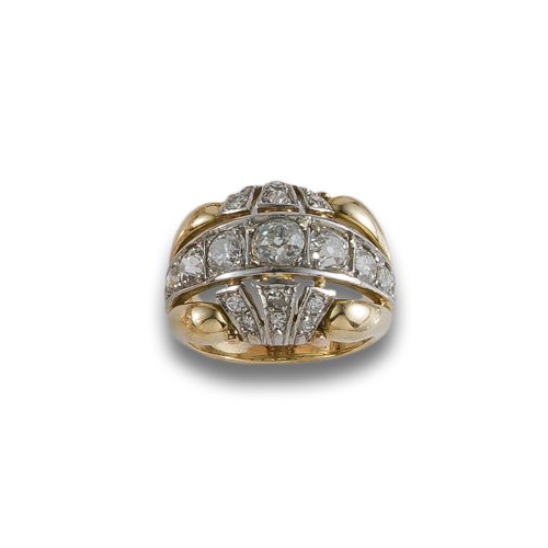 SORTIJA AÑOS 40 DE ORO, PLATINO Y DIAMANTES