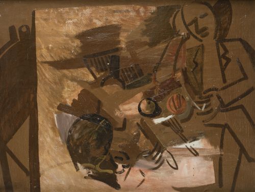 FRANCISCO BORES, “Personajes comiendo”,1929, Óleo sobre l