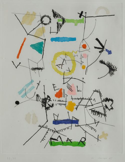 MANUEL HERNÁNDEZ MOMPÓ, "Gentes en una calle al mar", 1985,