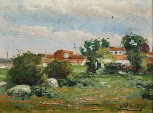 JOSE CID RODRIGO, "Paisajes", Seis óleos tablex