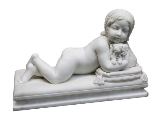 ATRIBUIDO A PIETRO FRANCHI, "Niña tumbada con un perro", Es