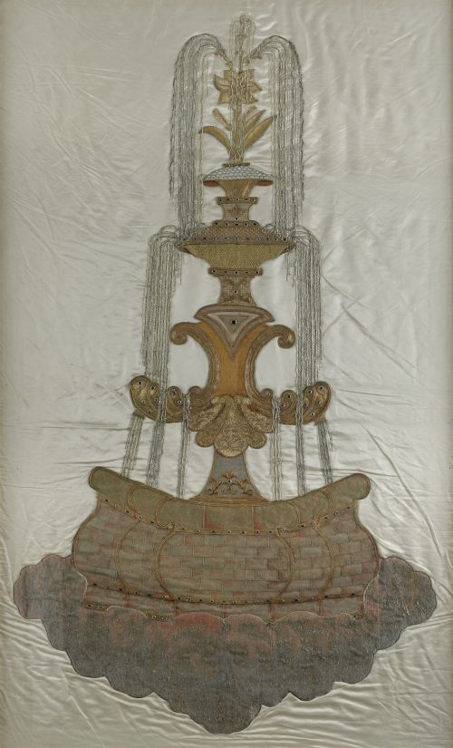 Antiguo bordado valenciano representando la alegoría marian