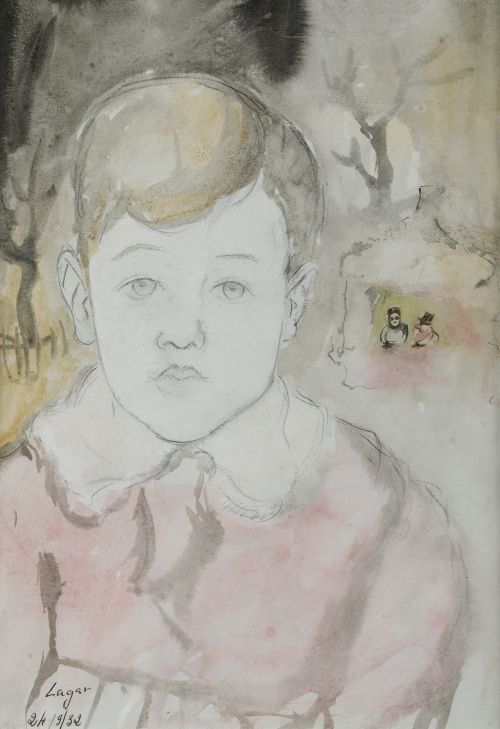 CELSO LAGAR, "Niño", 1932, Acuarela y grafito sobre papel 