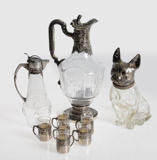 Jarrita y vasos plata y cristal
