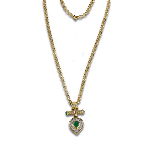 COLLAR DE ORO CON ESMERALDAS Y BRILLANTES