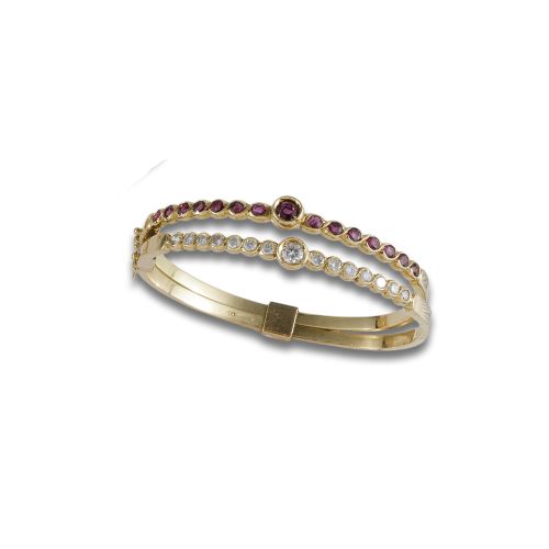 PULSERA DE ORO AMARILLO CON DIAMANTES Y RUBIES