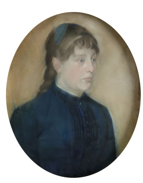 ESCUELA FRANCESA , "Retratos de dama", Pareja de pasteles s