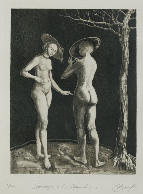 ANDRÉS BARAJAS, "Homenaje a L. Cranach nº3", Grabado 