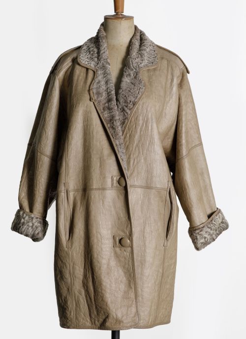 Reversible brown astrakhan coat
