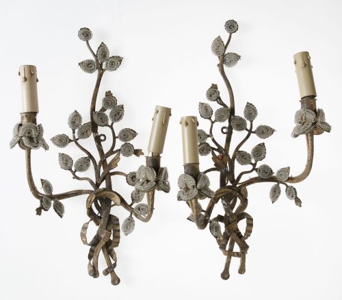 Pair of wall lights following models from the Maison Bagues