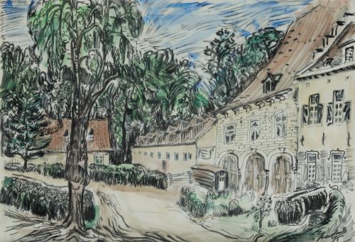 CARLOS NADAL, "Paisaje urbano", 1975, Técnica mixta sobre p