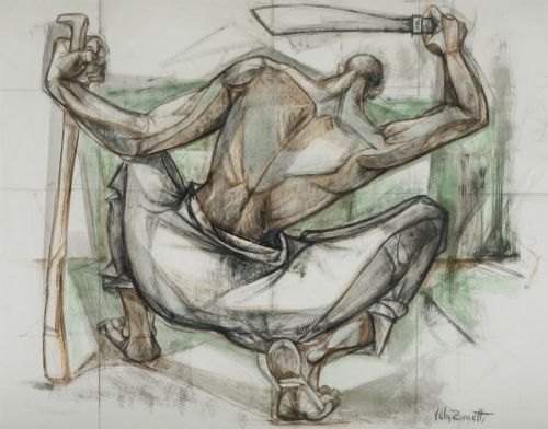 JOSÉ VELA ZANETTI, "Boceto", Técnica mixta sobre papel 