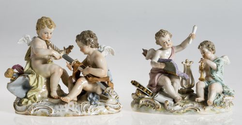 "Alegoría de la guerra" y "Alegoría de la música", Meissen,