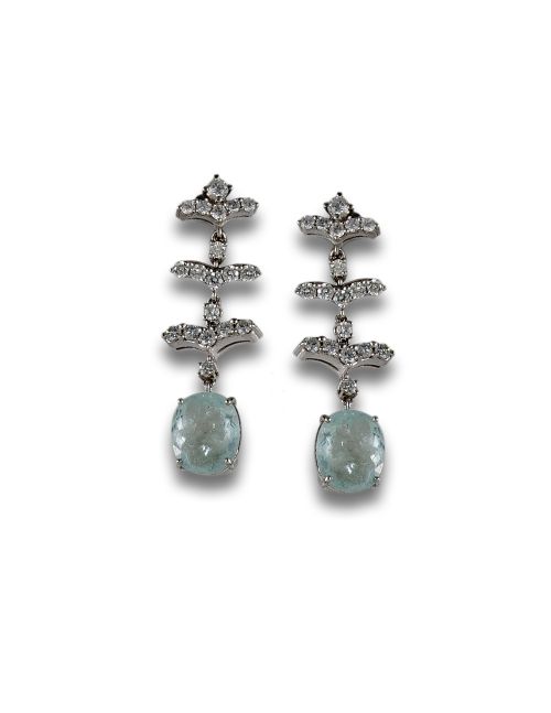 GOLD EARRINGS WITH PARAIBAS AND DIAMONDS WITH CERTIFICATES