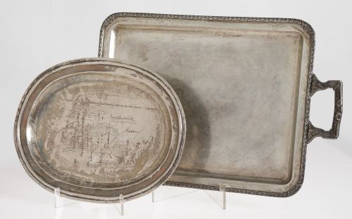 Oval tray in 916 Spanish silver, silversmith Lopez, 20th ce