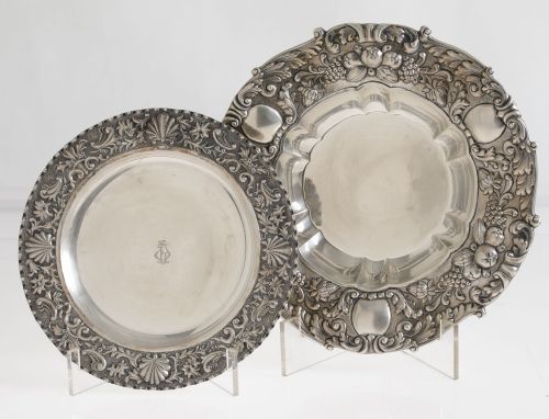 Spanish silver fruit bowl and plate, 916 fineness, 20th cen