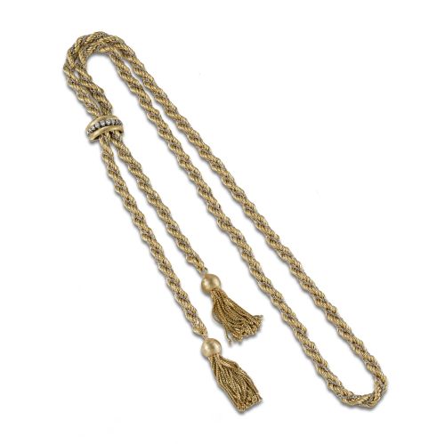 GOLD AND SILVER CORD NECKLACE WITH DIAMONDS
