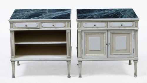 Pair of Louis XVI style bedside tables, 20th century