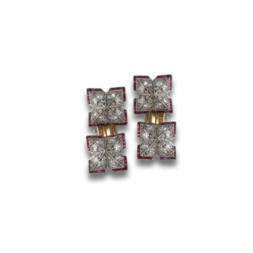 ART DECO BREVETE CUFFLINKS IN GOLD, PLATINUM, DIAMONDS AND