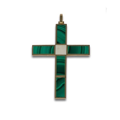 LATIN CROSS IN GOLD, MALACHITE AND IVORY