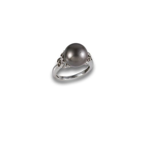 GOLD RING, TAHITI PEARL AND DIAMONDS