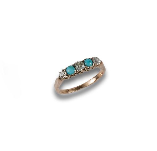 GOLD, TURQUOISE AND DIAMONDS RING