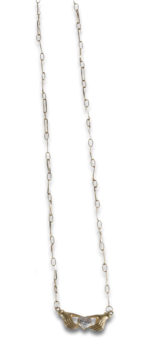 GOLD NECKLACE AND COLORLESS IMITATION STONE