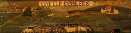 "Cattle dealers", painted wooden panel depicting an animal