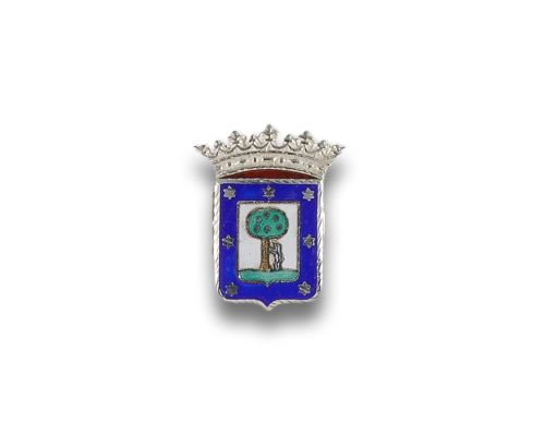 PIN WITH EMBLEM OF THE MADRID CITY COUNCIL IN SILVER AND EN