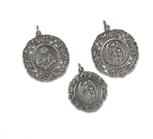 SET OF THREE SILVER CRADLE MEDALS