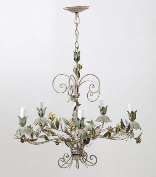 Polychrome metal ceiling lamp, 20th century